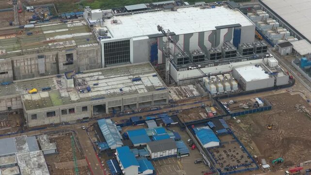 Aerial view of data center construction site in jakarta