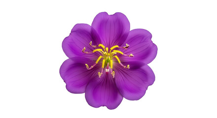 Obraz premium Purple flower with yellow center, isolated on white background