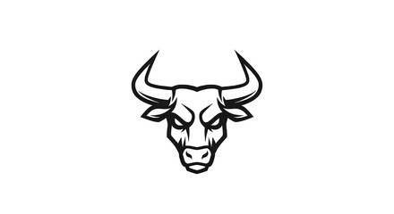 Bull head icon for finance and strength symbol, minimalist vector