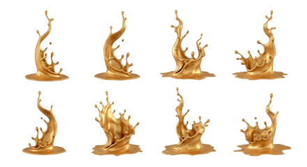 Fototapeta premium golden liquid splash collection on a white background use in design templates and advertisements
