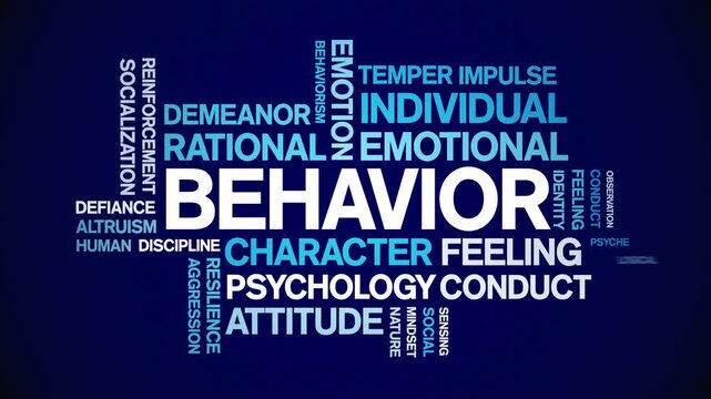 Behavior animated word cloud-text design animation tag kinetic typography seamless loop.