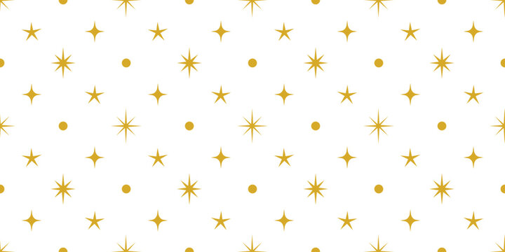 Minimalist gold yellow star seamless vector pattern retro background overlay