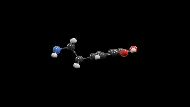 Dopamine Neurotransmitter Molecule 4K Model Continuous Dual Axis Rotation Transparent Alpha Background 60fps ProRes High Quality Medical Science Chemistry Biology Atom Structure Cinematic Stock Video