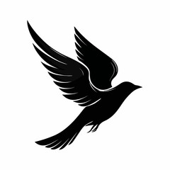 Obraz premium Black silhouette vector of a bird in flight, a graphic illustration.