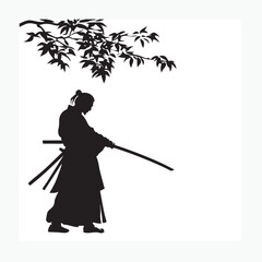silhouette of a man with a samurai sword