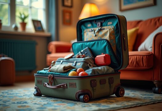 Exciting Packed Suitcase Adventure Travel Ready for Journey Exploration Experience