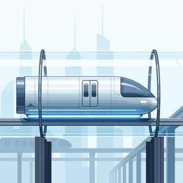 Silver bullet train on display platform.