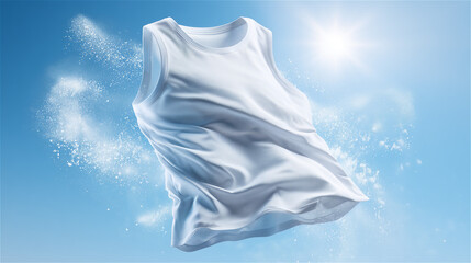 爽やかな風と氷を感じる白いタンクトップ・夏向け機能性インナー