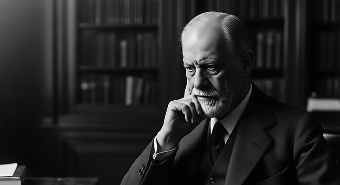 Freud's hand was resting on his chin as he thought deeply