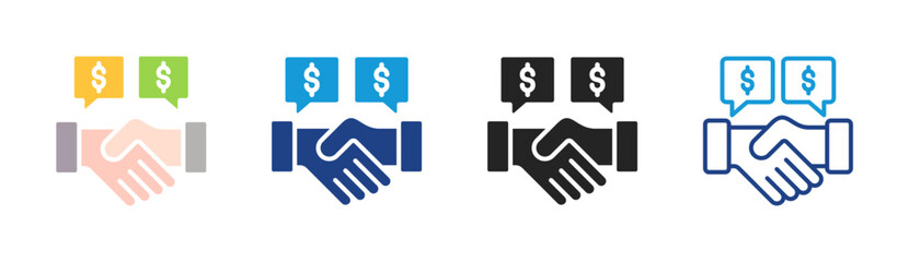 Business Deal icon set multiple style collection