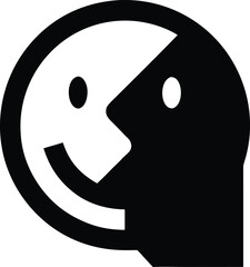 Obraz premium smiley face filled silhouette vector illustration on transparent background