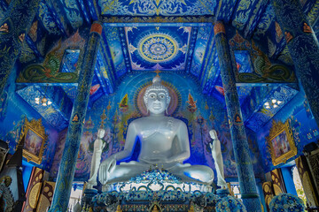 Fototapeta premium Beautiful Buddha statue in Wat Rong Sua Ten temple, Thailand.