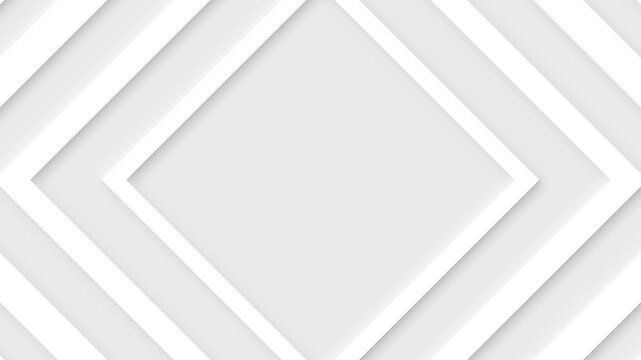 White line squares with shadow animated on white background. Loop animation of abstract geometric outline pattern background