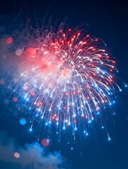 Obraz premium Colorful Fireworks Display in Night Sky