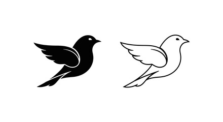 Obraz premium Two birds silhouette illustration minimalist design vector artwork Vector