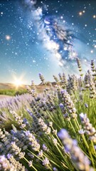 Obraz premium A Vintage Night Sky Shines with Lavender Sparkle on a Creamy Canvas