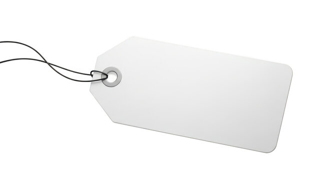 Blank white tag with string isolated on transparent background