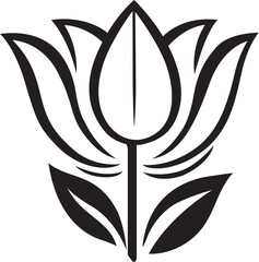 Stylized black and white tulip flower