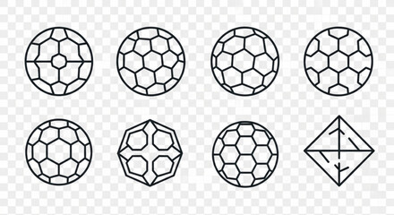 Obraz premium Collection of Minimalist Soccer Ball and Geometric Line Icons