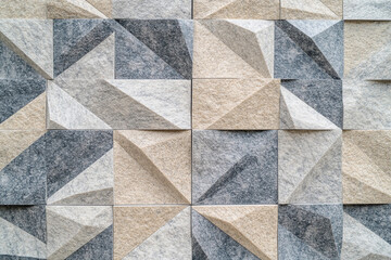 Fototapeta premium Stone wall with geometric pattern in natural colors and textures Generative AI