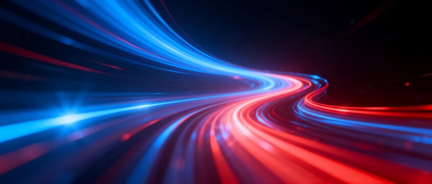 Abstract Light Trails on Black Background