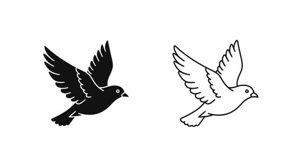 Obraz premium Black and white bird icons, vector illustration of flying birds, minimalist design Vector