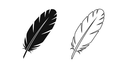 Obraz premium Black and white feather line art minimalist design vector illustration Vector