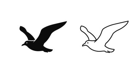 Two birds flying in opposite directions black and white line drawing Vector