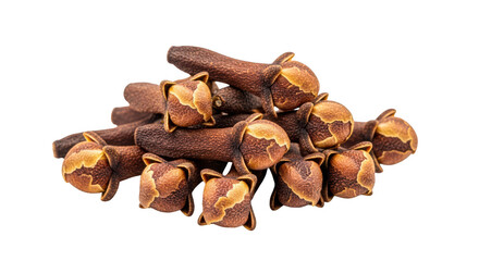 Obraz premium Pile of brown cinnamon sticks and buds isolated on transparent background