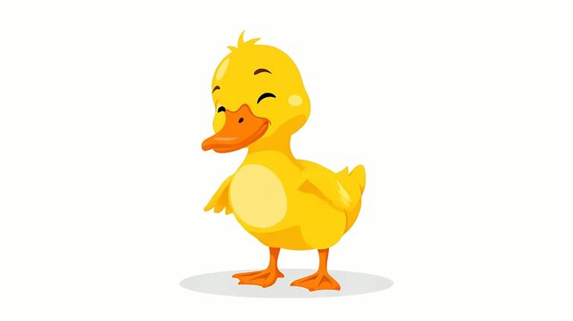 Adorable yellow cartoon duckling character with a happy smiling expression. Cute baby bird animal vector illustration for children's stories or animation