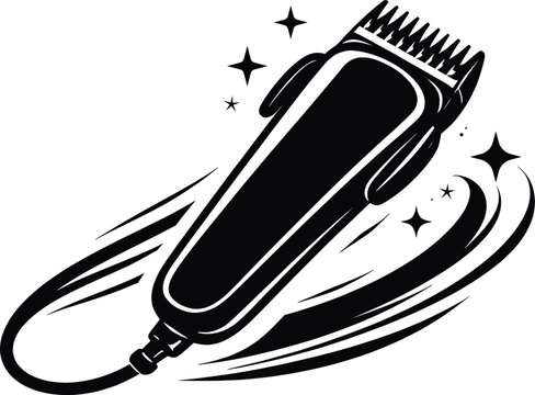 Electric Hair Clipper Silhouette Vector, Black and White Barber Trimmer Illustration.