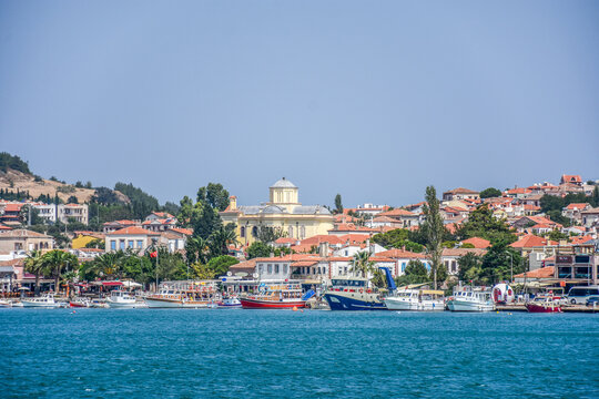 view of cunda island from sea, ayvalik, balikesir