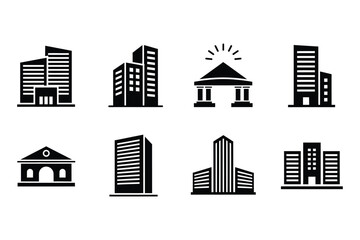Modern building icons, architecture, minimalist vector set