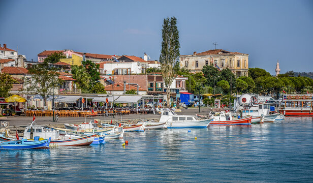 view of cunda island from sea, ayvalik, balikesir