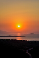 sunset view from devil's feast at ayvalik, cunda, balikesir