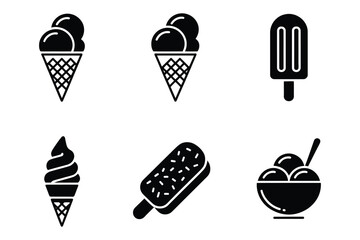 Ice Cream Icons - Cones, Popsicle, Sundae