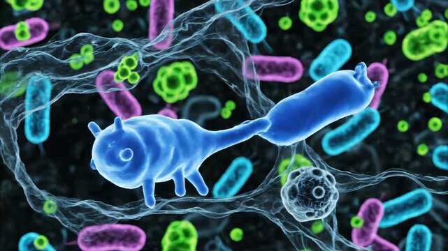 Microscopic World - A Colorful Exploration of Bacteria and Microbes.