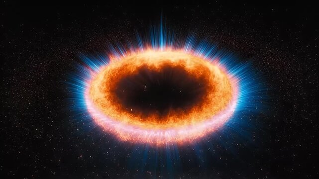 Spectacular explosion of a massive star, nova event in deep space background