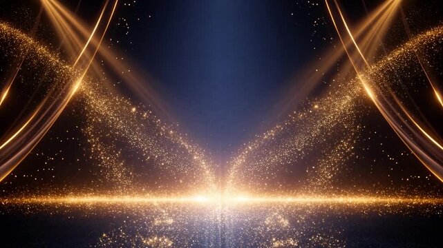 Golden particles shine in the background of the Oscars