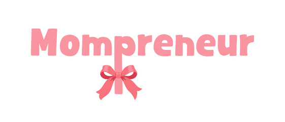 Mompreneur modern pink lettering with ribbon bow detail for women led small business branding