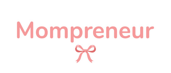 Mom owned business pastel pink lettering logo with ribbon bow accent for women led brand