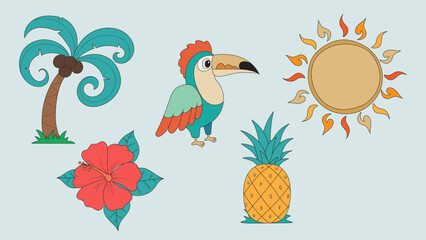 A cute cartoon nature tropical ilustration