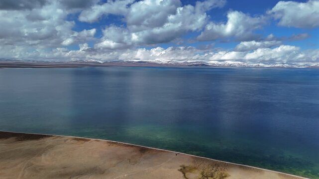 Song Kol Lake Wide Panorama Kyrgyzstan Central Asia