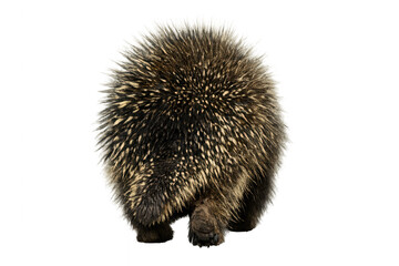 Obraz premium Porcupine animal walking on transparent background, displaying defense mechanism with sharp quills and spikes