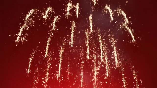 Exploding Gift Box with Sparklers and Red Background