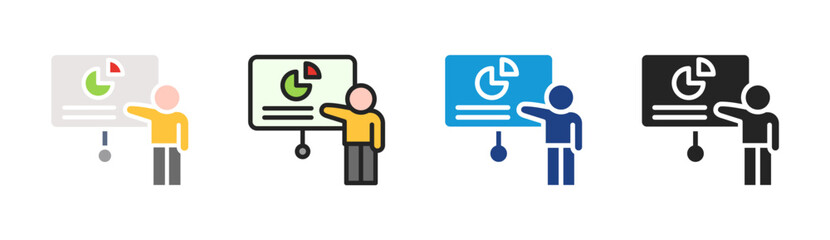 Presentation Training icon set multiple style collection