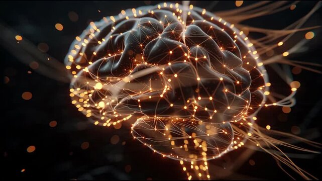 Glowing Brain Neural Network Animation.