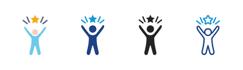 Achievement icon set multiple style collection