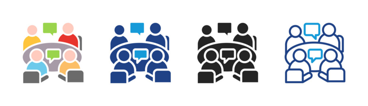Team Discussion icon set multiple style collection