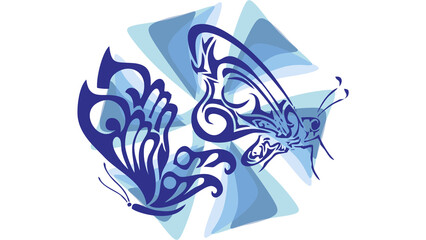 Obraz premium Abstract Blue Butterfly Illustration with Geometric Background